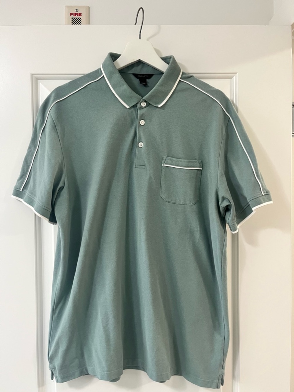 RW&CO. Sage Green Polo with White Contrast Trim
